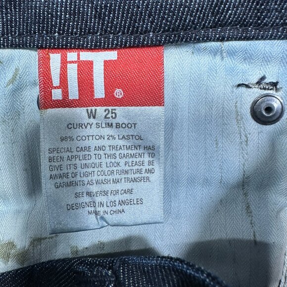 !iT Jeans Womens 25 Curvy Slim Boot Cotton Stretch Pockets Dark Wash - Picture 6 of 9